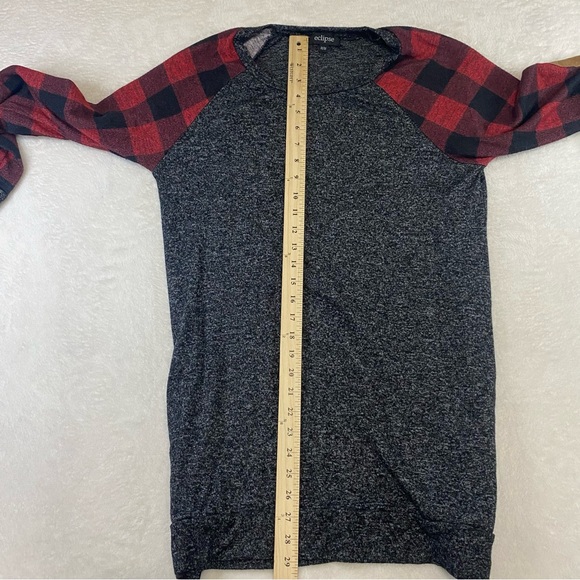 Women’s Eclipse Black/Red Plaid Shirt With Elbow Patches Size M - Picture 7 of 9